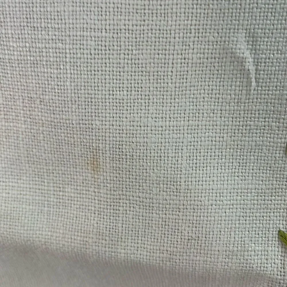 VINTAGE Hand Embroidered Linen Floral Table Runner 18 1/4” W X 39” L